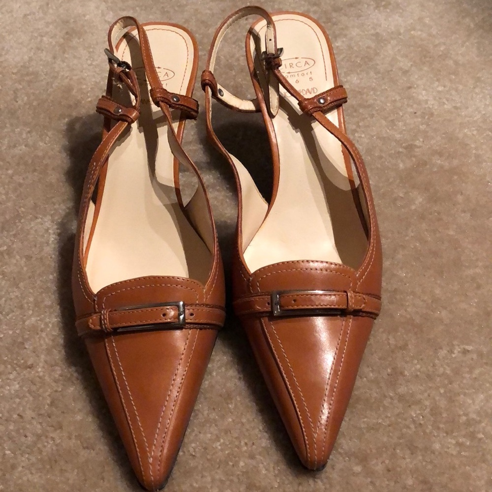 Joan & David tan leather sling backs. Never worn.